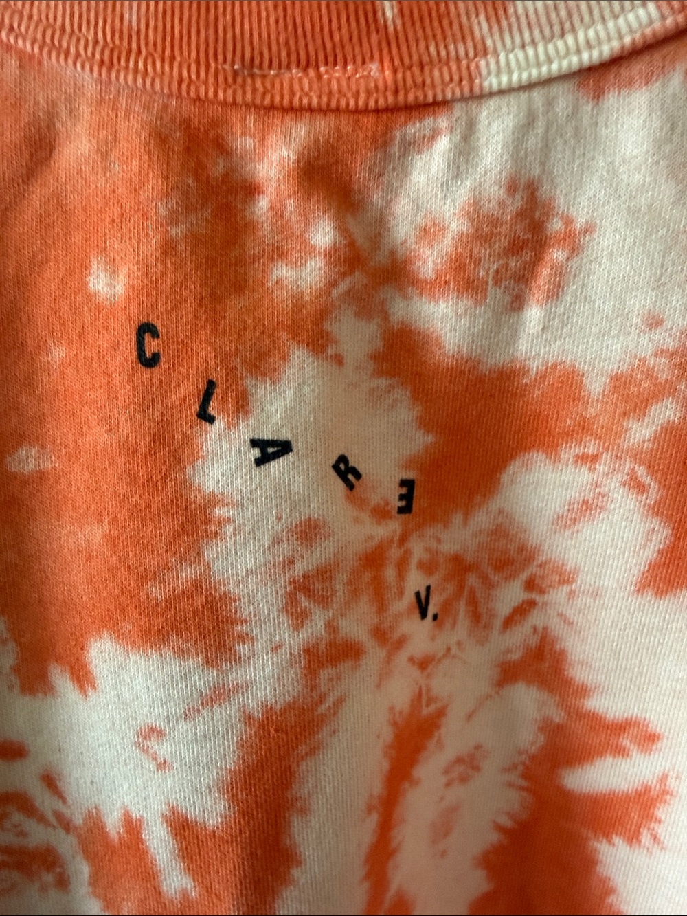 Clare V Orange and Cream Tie-Dye Puff Sleeve Sweatshirt - Picture 3 of 6